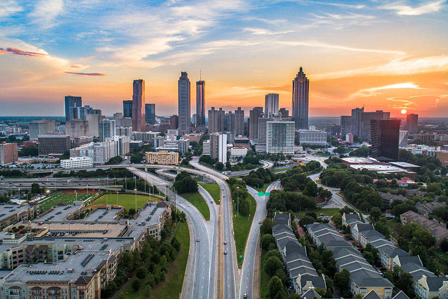 Atlanta, Georgia, USA Skyline Aerial Panorama Atlanta, Georgia, USA Downtown Skyline